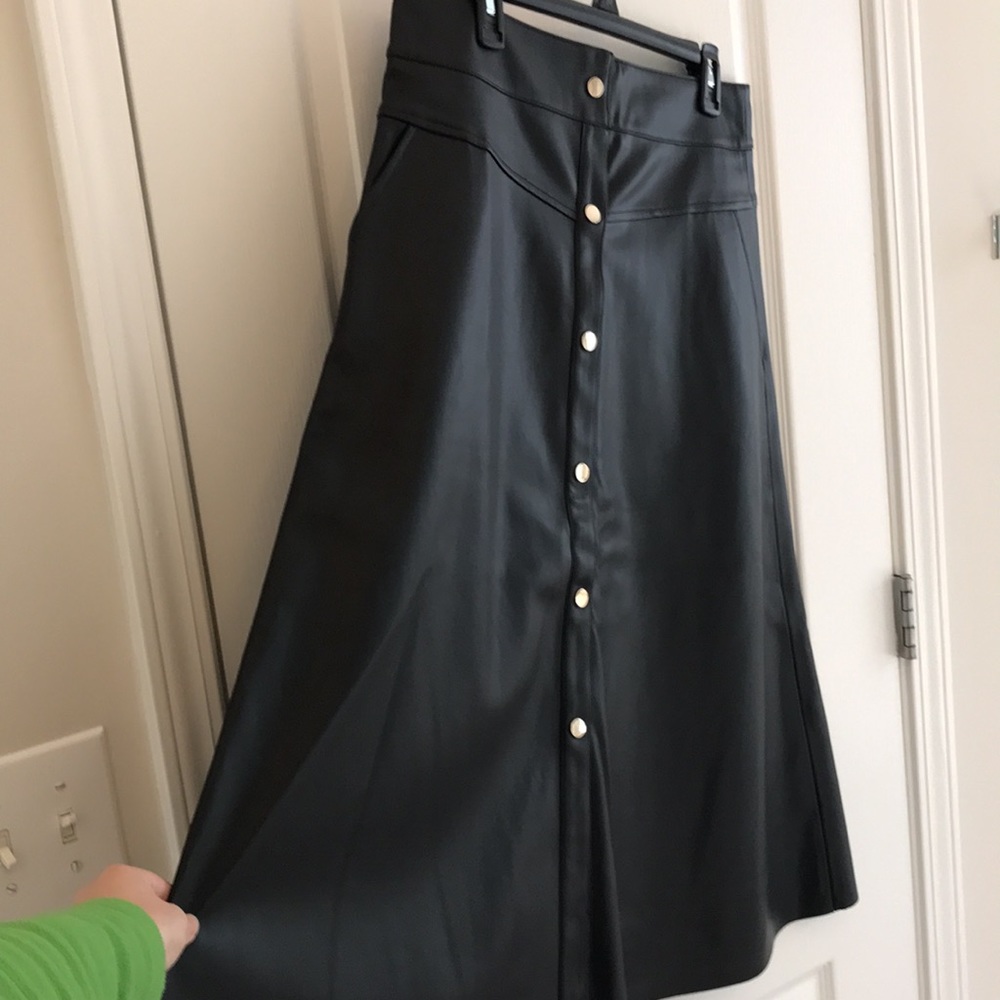 Wide Maxi Leather Skirt